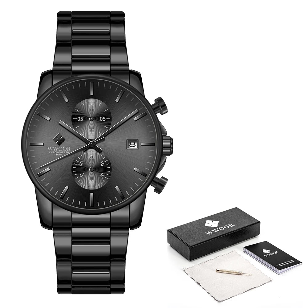 Relógio Casual de Alta Performance com Cronógrafo WWOOR 8844-d - Aço inoxidável