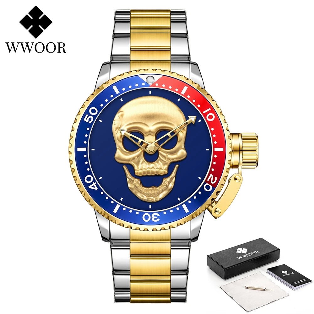 Relógio de Estilo Caveira WWOOR 8835-2 - Aço inoxidável - A prova d'água