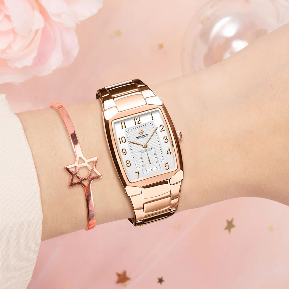 Relógio Feminino WWOOR 8837-2L - A prova d'água
