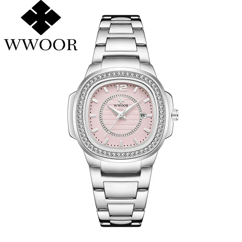 Relógio Feminino Cravejado com Pedras WWOOR 8874 - A Prova d'água