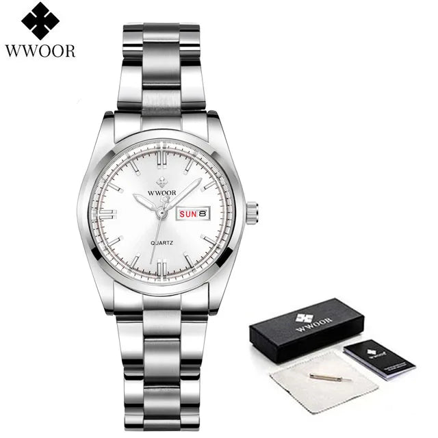 Relógio feminino WWOOR 8804GG - Aço inoxidável - A prova d'água