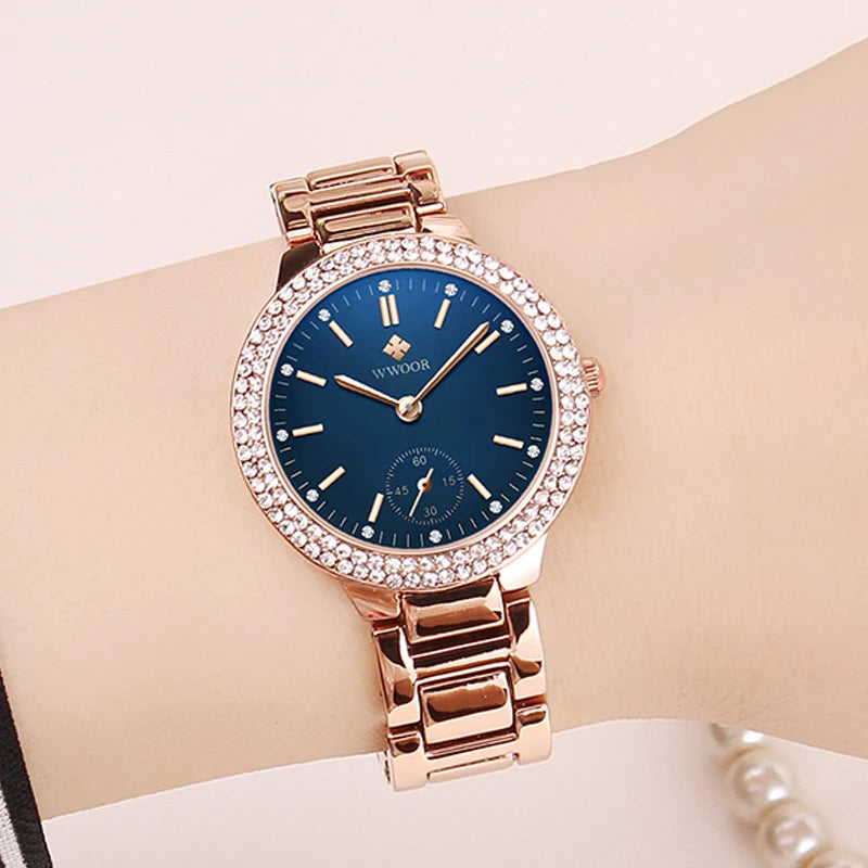 Relógio Feminino Sofisticado WWOOR 8854 B - A prova d'água