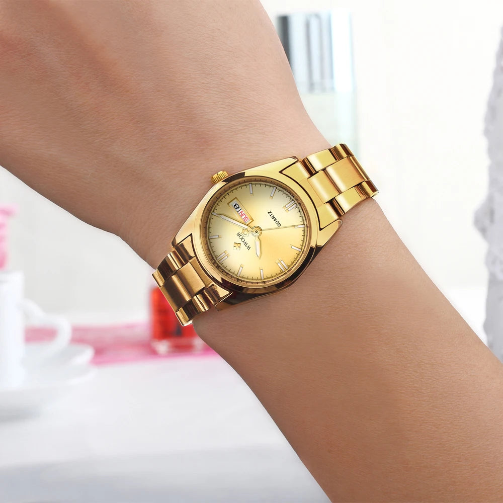 Relógio feminino WWOOR 8804GG - Aço inoxidável - A prova d'água
