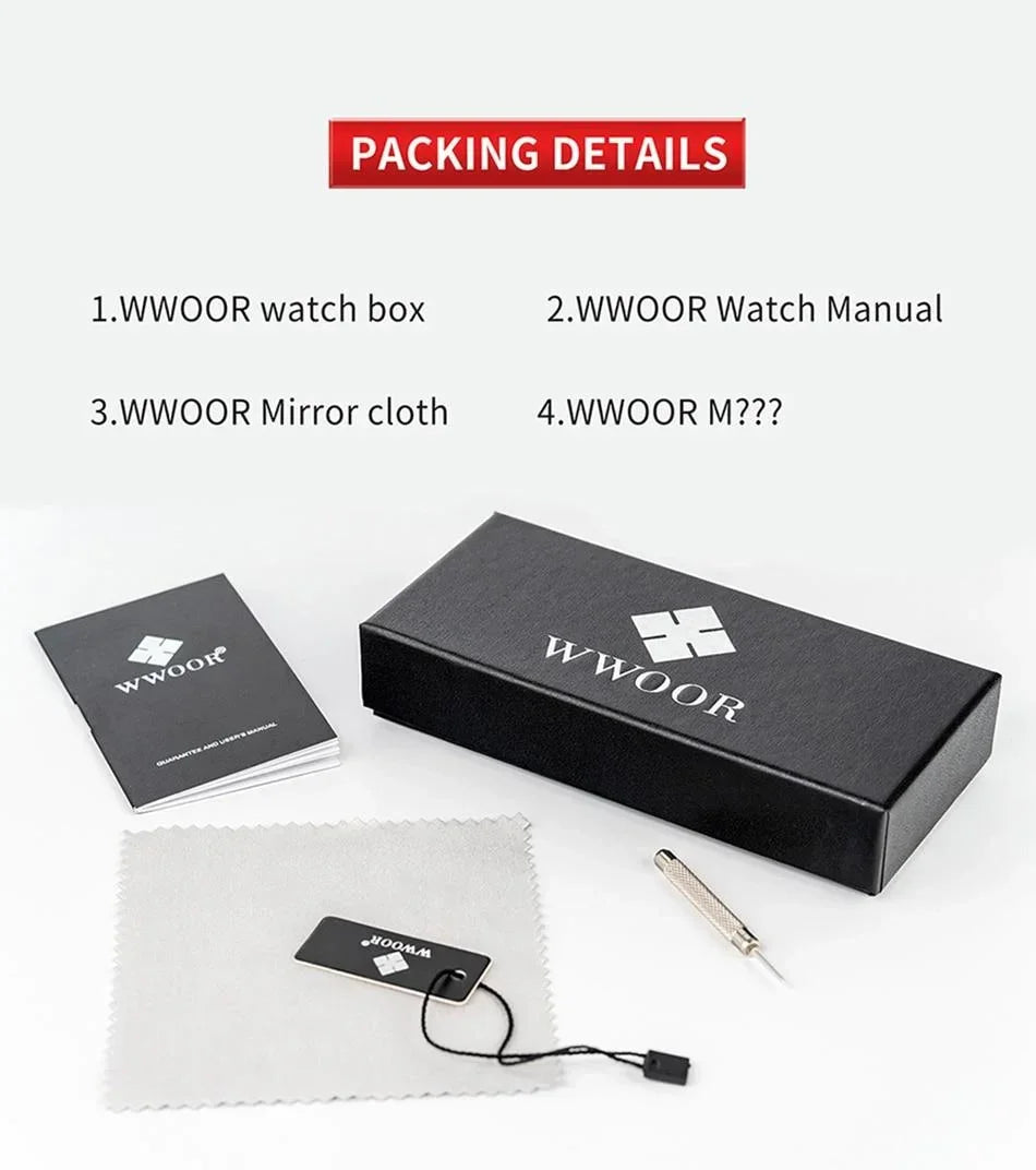 Relógio Masculino WWOOR 8837 Gold – A prova d'água