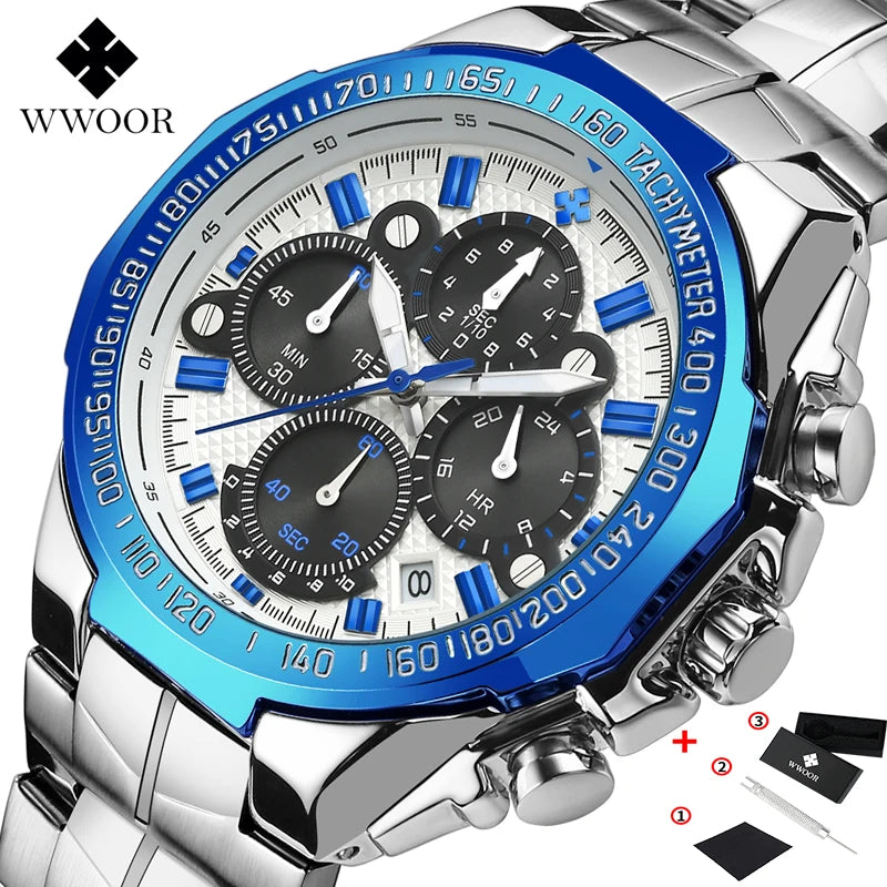 Relógio Esportivo WWOOR 8868 _ Aço inoxidável - A prova d'água