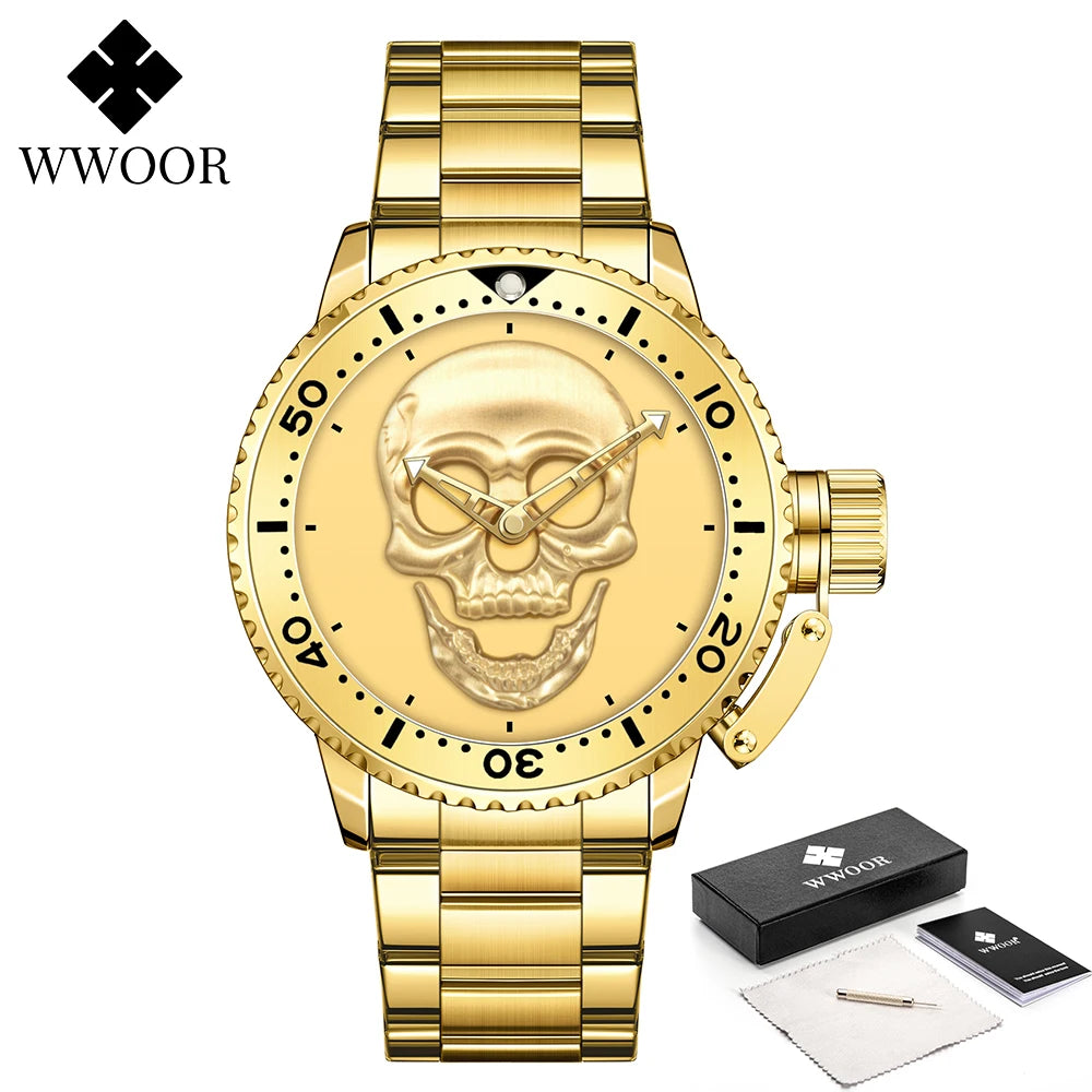 Relógio de Estilo Caveira WWOOR 8835-2 - Aço inoxidável - A prova d'água
