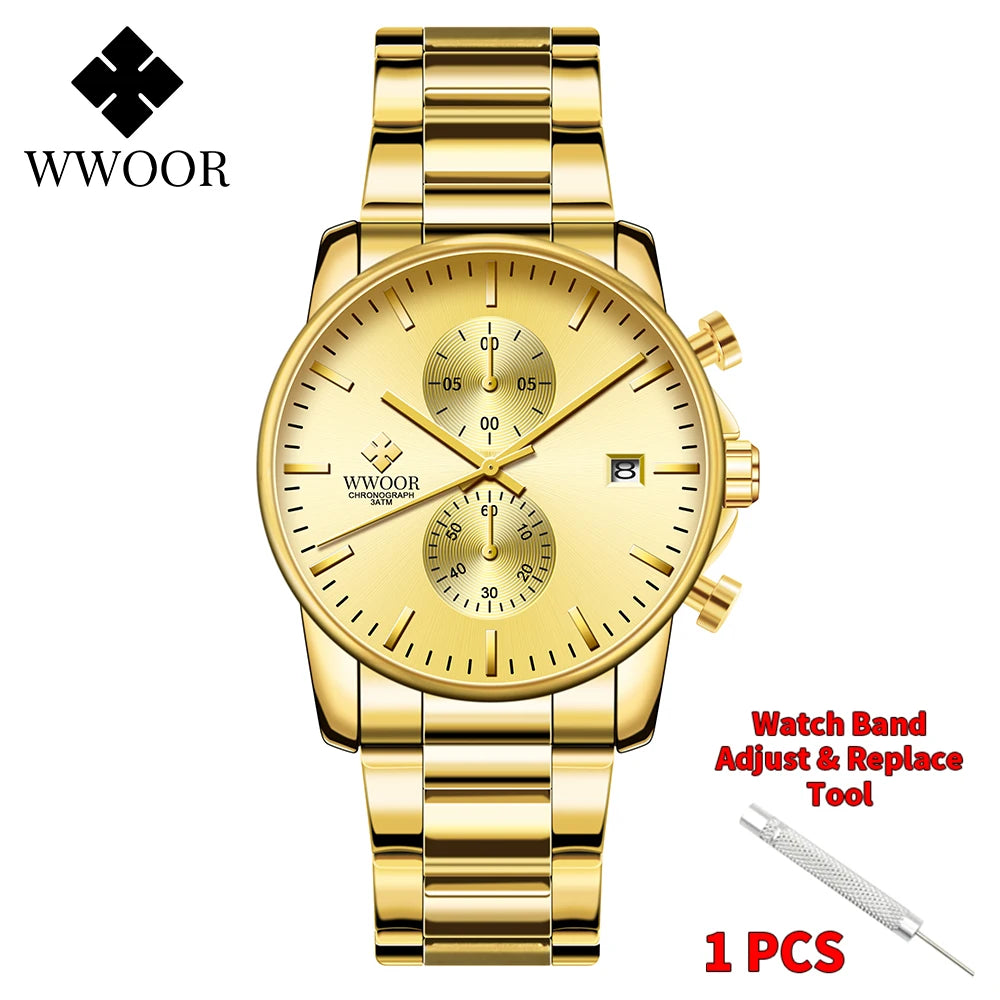 Relógio Casual de Alta Performance com Cronógrafo WWOOR 8844-d - Aço inoxidável