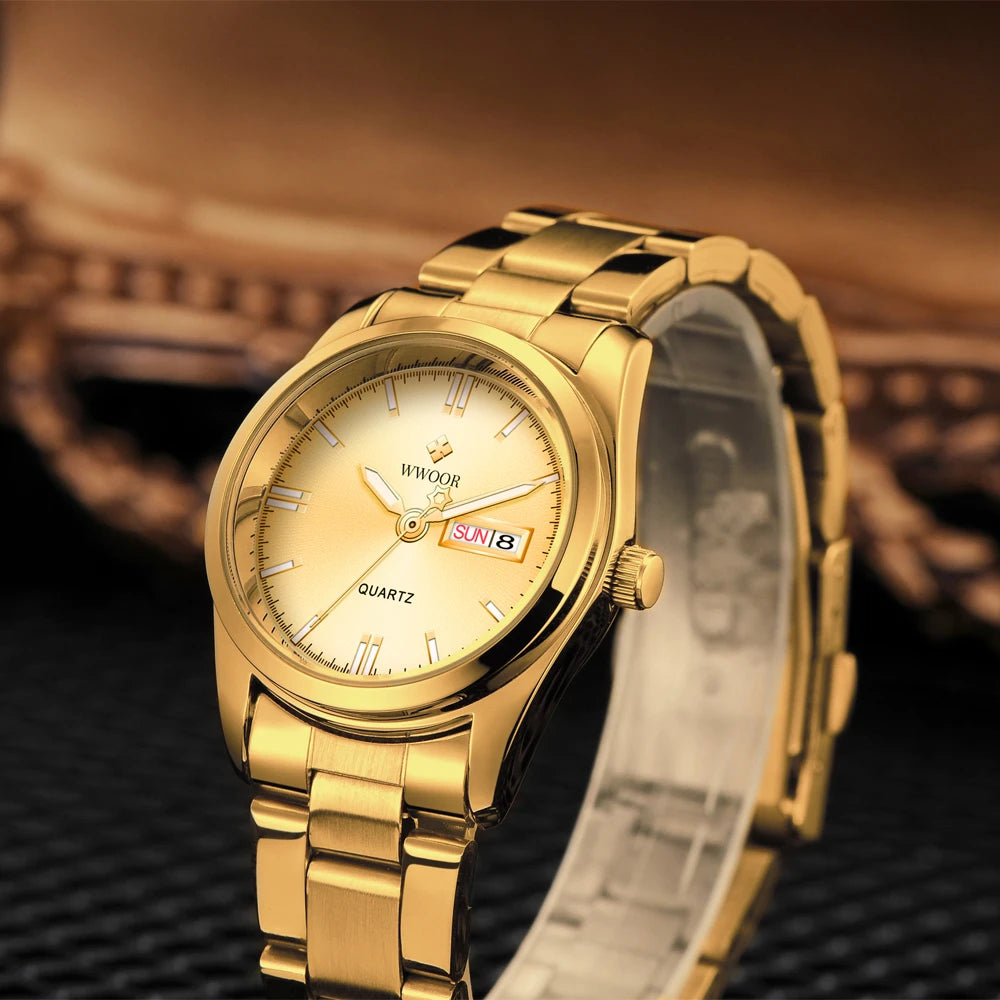 Relógio feminino WWOOR 8804GG - Aço inoxidável - A prova d'água