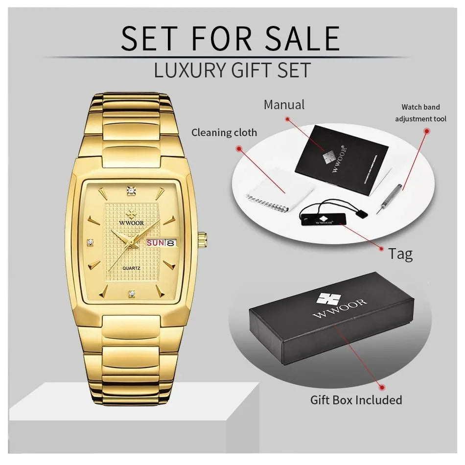 Relógio Masculino WWOOR 8837 Gold – A prova d'água