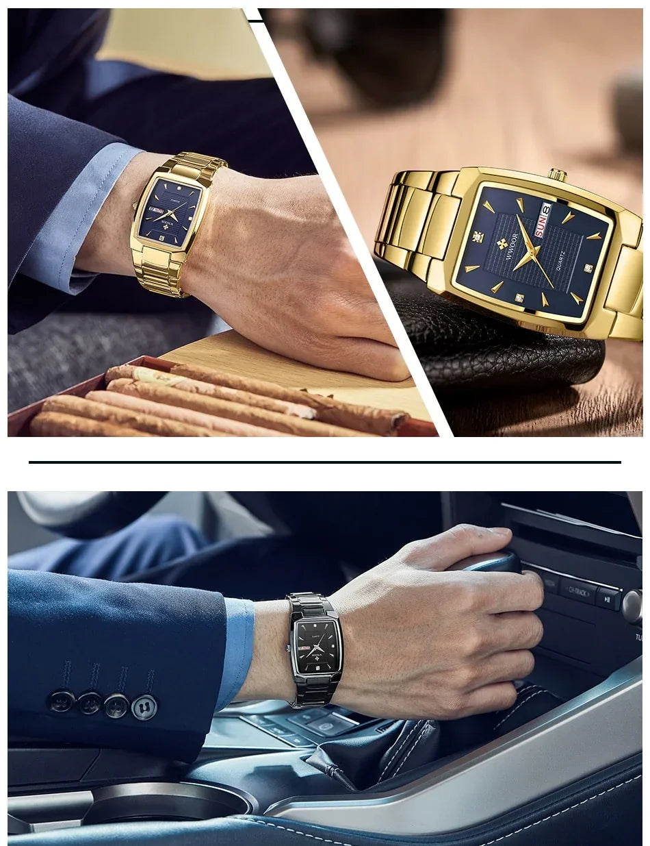 Relógio Masculino WWOOR 8837 Gold – A prova d'água