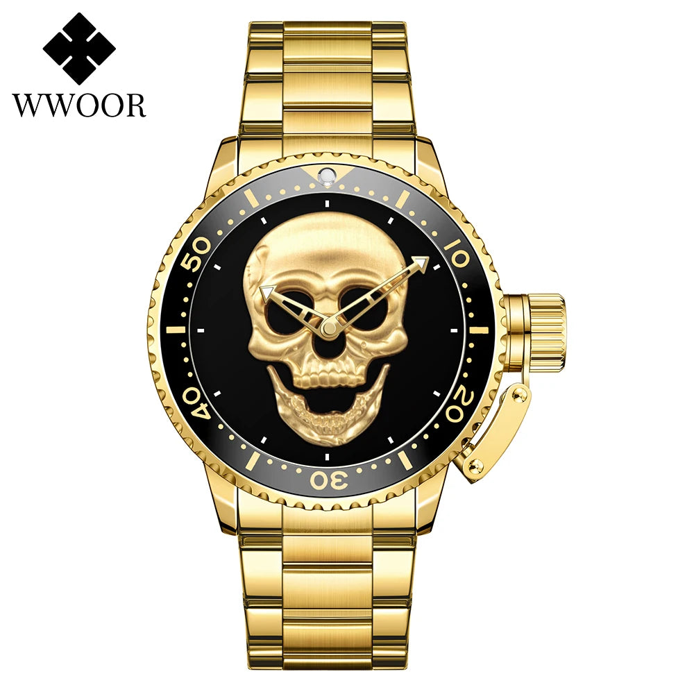Relógio de Estilo Caveira WWOOR 8835-2 - Aço inoxidável - A prova d'água