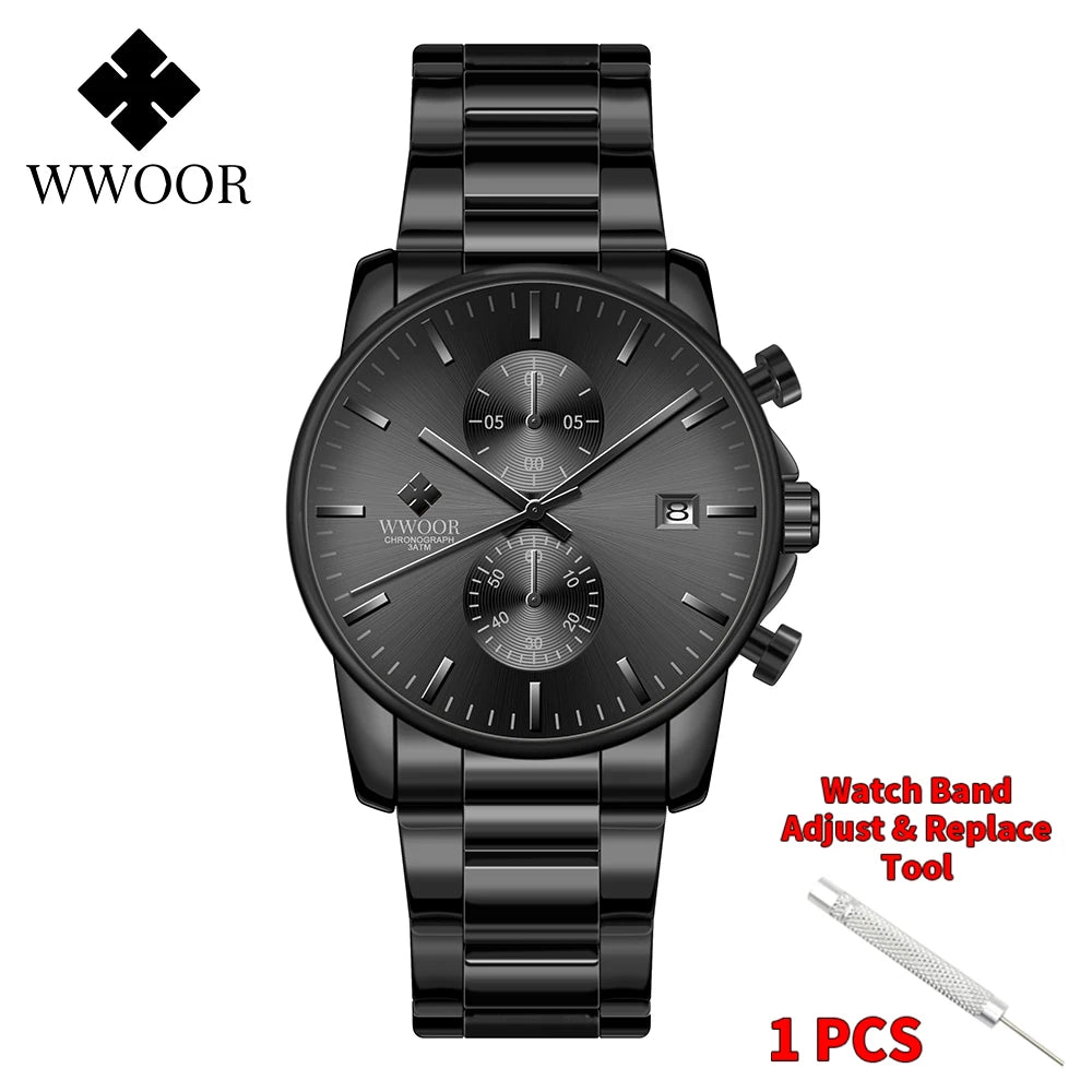 Relógio Casual de Alta Performance com Cronógrafo WWOOR 8844-d - Aço inoxidável