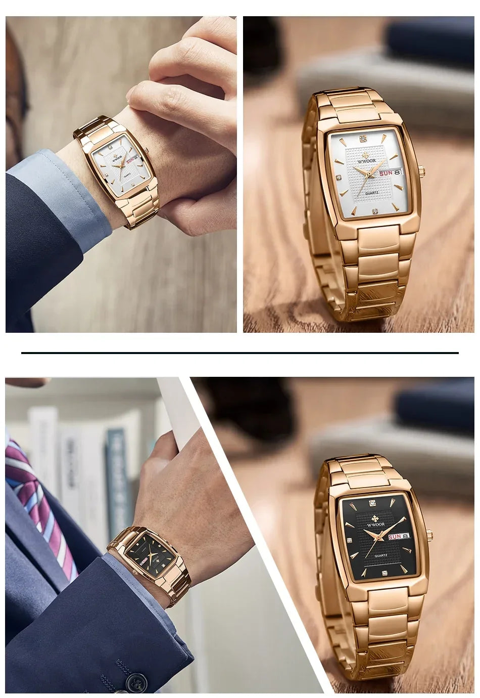 Relógio Masculino WWOOR 8837 Gold – A prova d'água