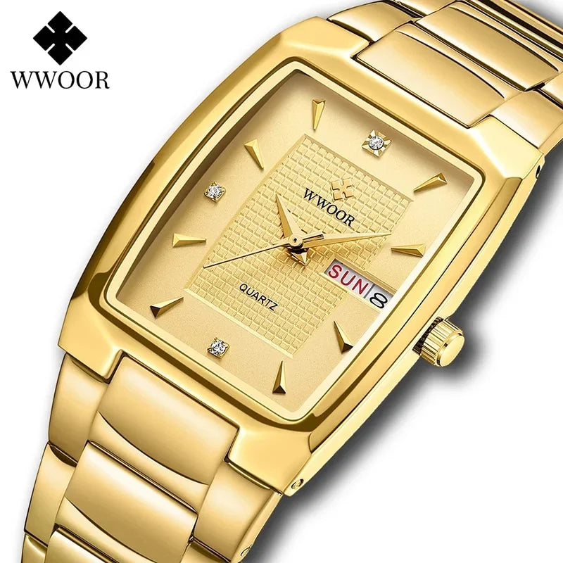 Relógio Masculino WWOOR 8837 Gold – A prova d'água