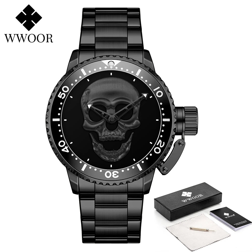 Relógio de Estilo Caveira WWOOR 8835-2 - Aço inoxidável - A prova d'água
