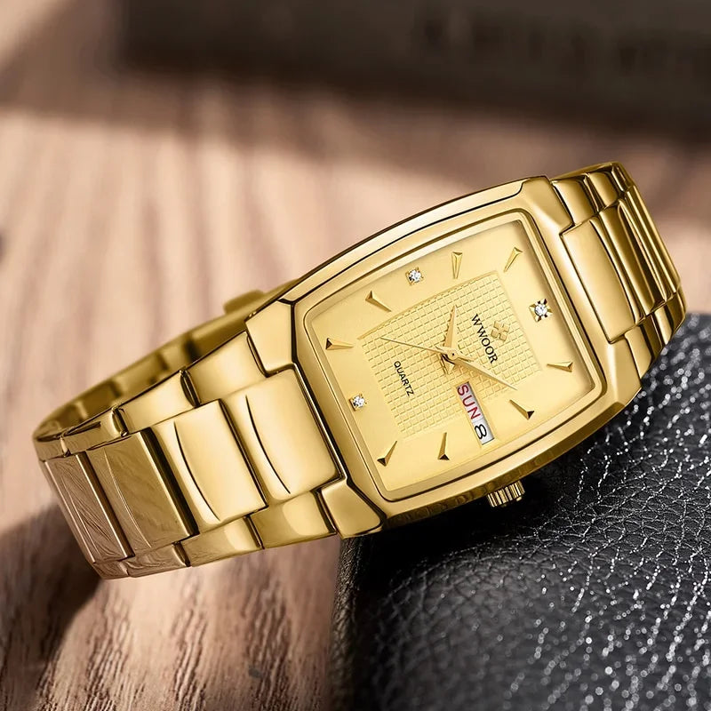 Relógio Masculino WWOOR 8837 Gold – A prova d'água