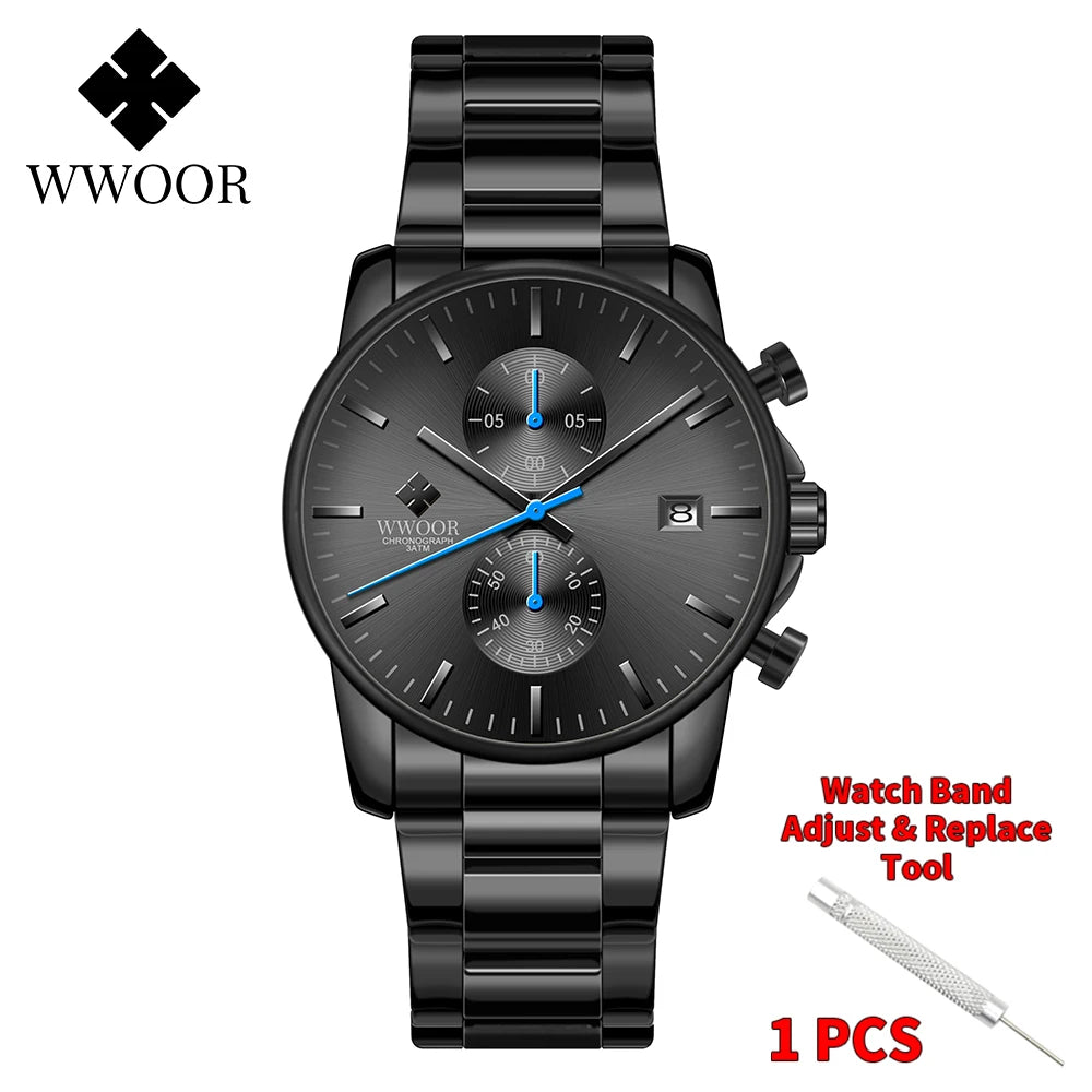 Relógio Casual de Alta Performance com Cronógrafo WWOOR 8844-d - Aço inoxidável