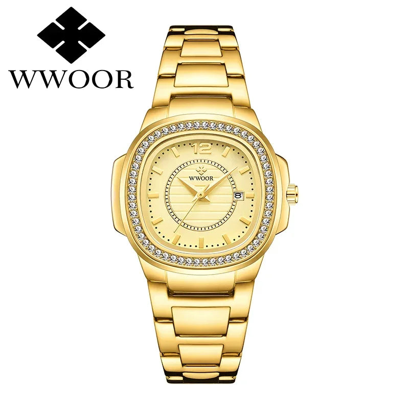 Relógio Feminino Cravejado com Pedras WWOOR 8874 - A Prova d'água