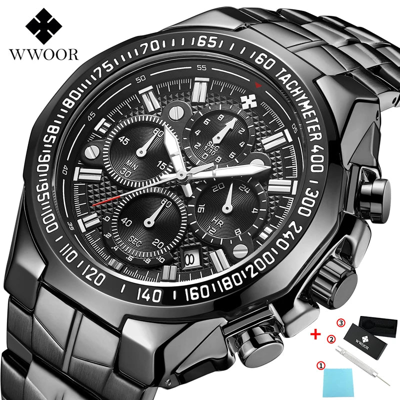 Relógio Esportivo WWOOR 8868 _ Aço inoxidável - A prova d'água