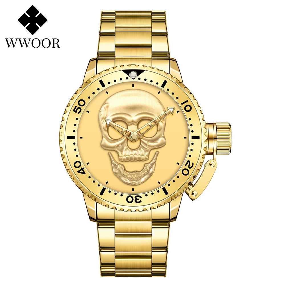 Relógio de Estilo Caveira WWOOR 8835-2 - Aço inoxidável - A prova d'água