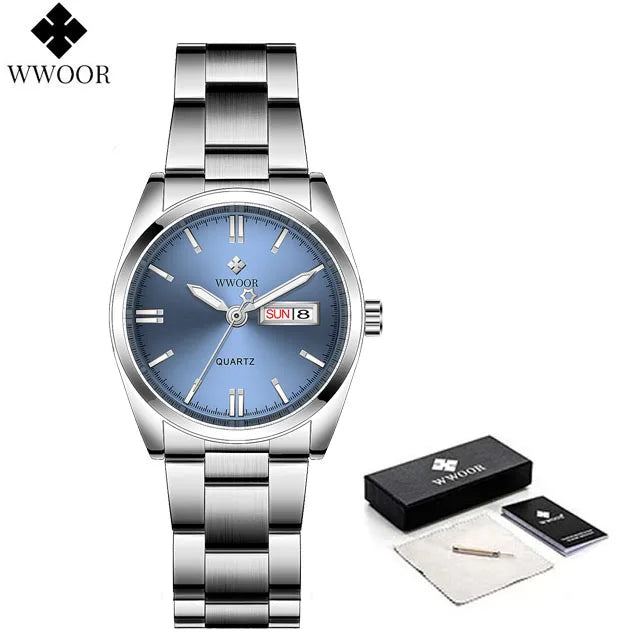 Relógio feminino WWOOR 8804GG - Aço inoxidável - A prova d'água