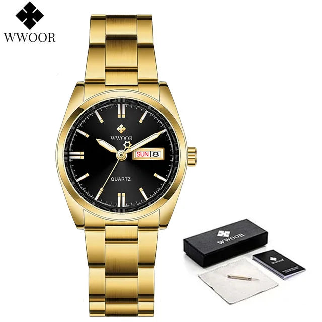 Relógio feminino WWOOR 8804GG - Aço inoxidável - A prova d'água