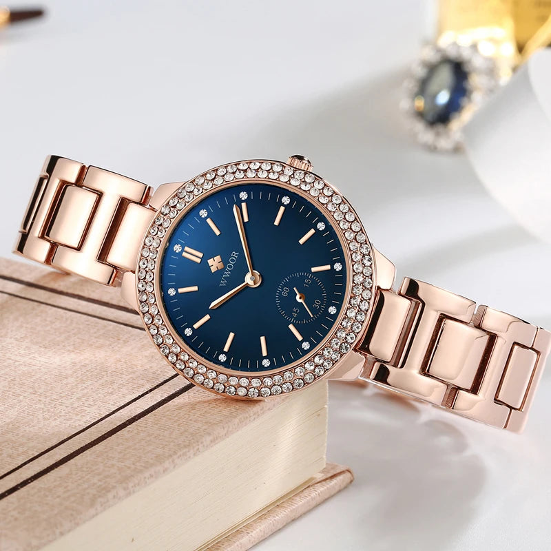 Relógio Feminino Sofisticado WWOOR 8854 B - A prova d'água