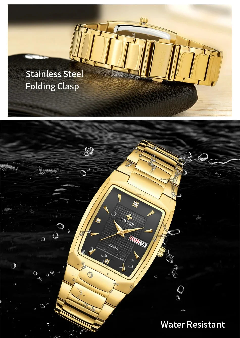 Relógio Masculino WWOOR 8837 Gold – A prova d'água