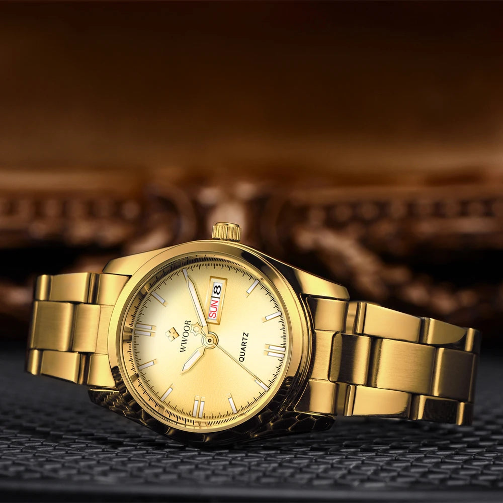 Relógio feminino WWOOR 8804GG - Aço inoxidável - A prova d'água