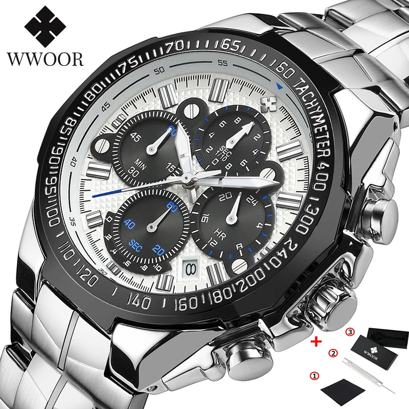 Relógio Esportivo WWOOR 8868 _ Aço inoxidável - A prova d'água