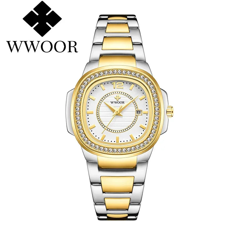 Relógio Feminino Cravejado com Pedras WWOOR 8874 - A Prova d'água