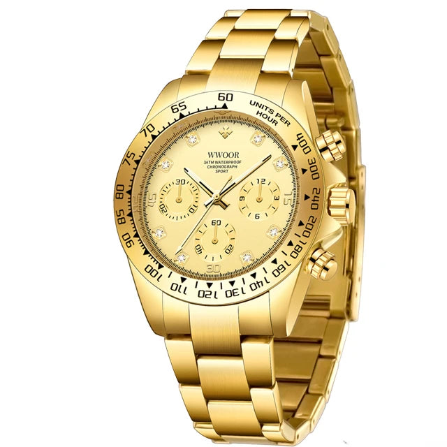 Relógio Militar e Esportivo de Luxo WWOOR 8849-b - Aço inoxidável - A prova d'água
