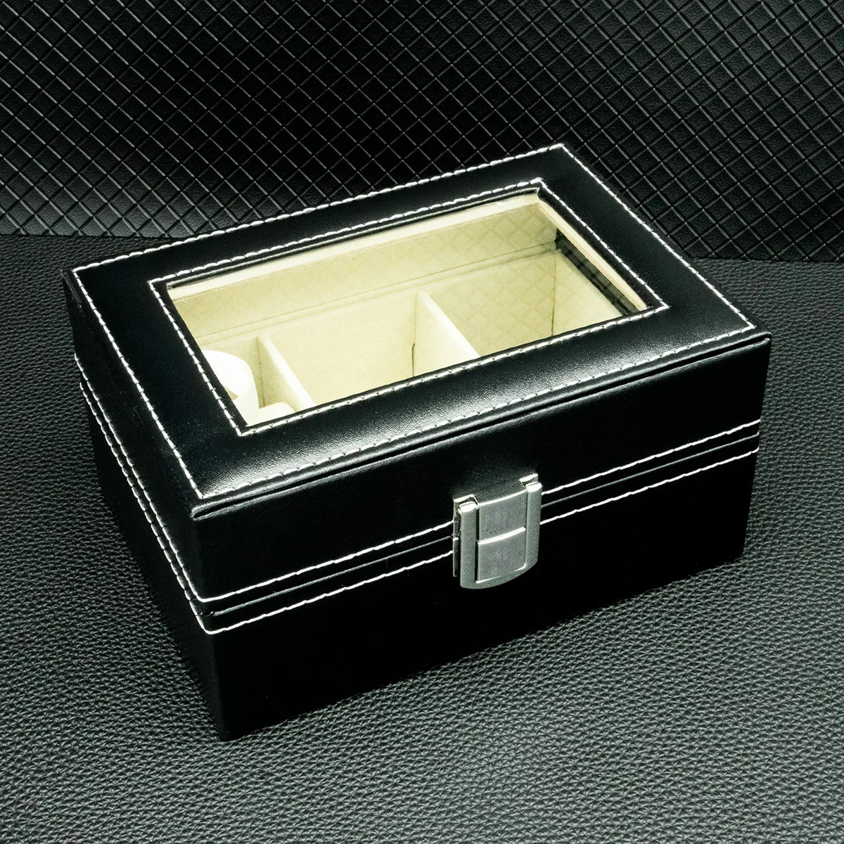 Hot Sale PU Leather Display Storage Collection Organizer watch box Case With Glass Top Slot Men Watch Bracket Display Box Gifts