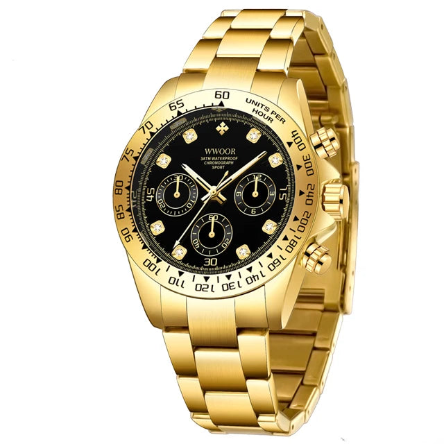 Relógio Militar e Esportivo de Luxo WWOOR 8849-b - Aço inoxidável - A prova d'água