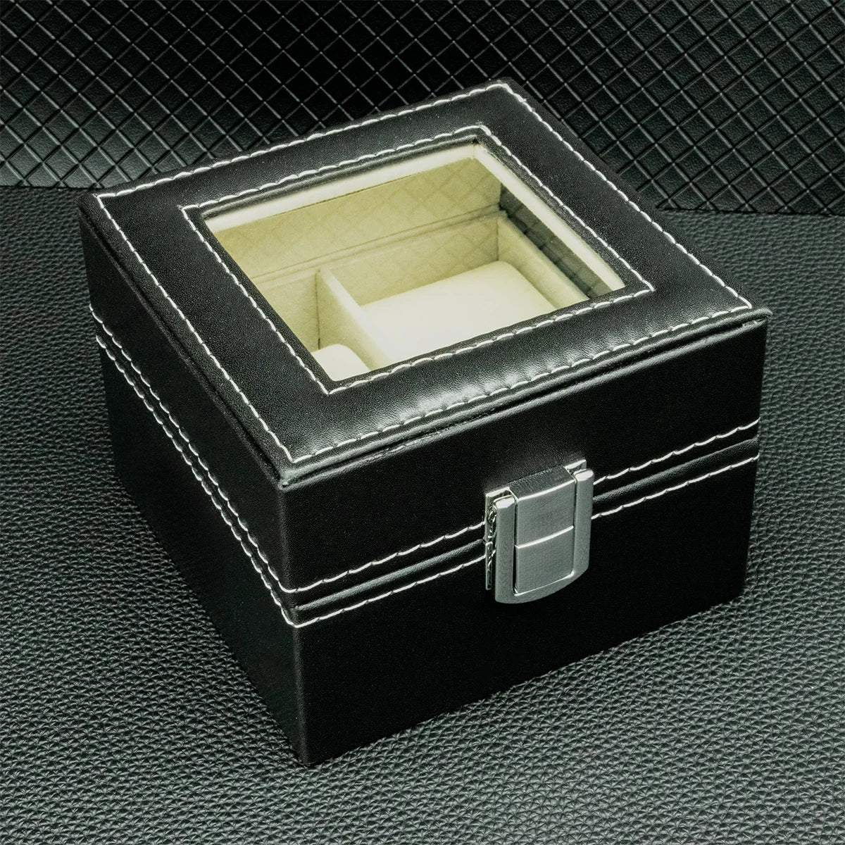 Hot Sale PU Leather Display Storage Collection Organizer watch box Case With Glass Top Slot Men Watch Bracket Display Box Gifts