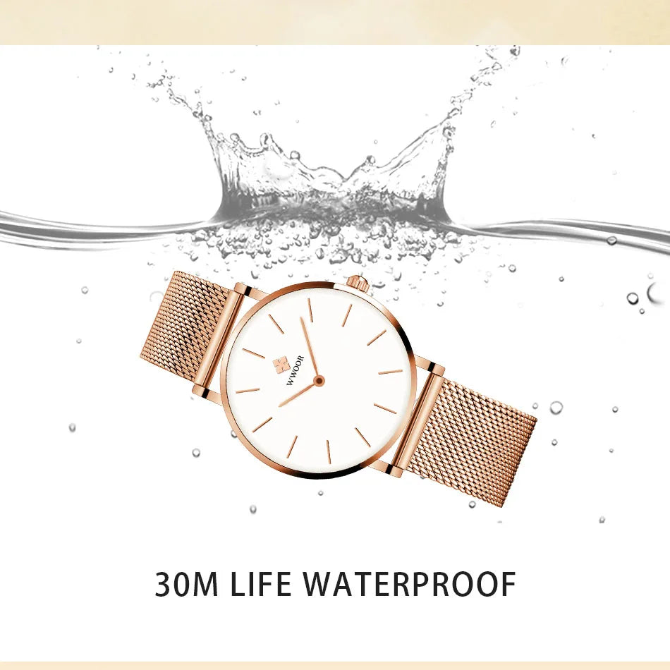 Relógio Feminino Elegância Minimalista WWOOR 8840 - A prova d'água