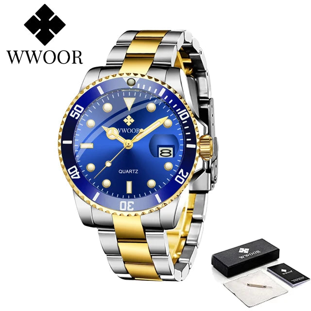 Relógio Masculino Marine WWOOR - Aço inoxidável - A prova d'água