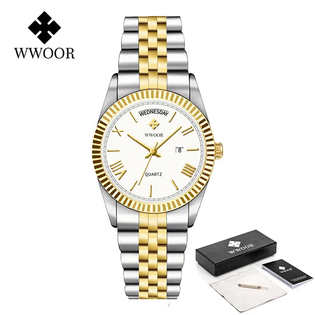 Relógio Masculino WWOOR 8886 G - A prova d'água - Frete grátis