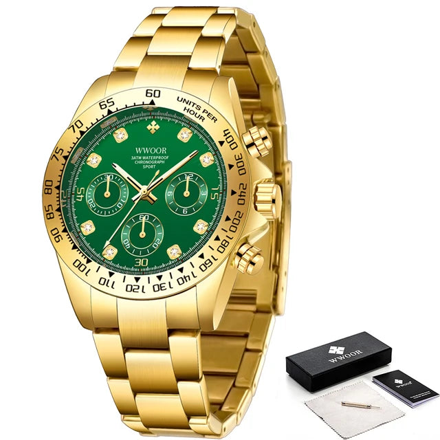 Relógio Militar e Esportivo de Luxo WWOOR 8849-b - Aço inoxidável - A prova d'água