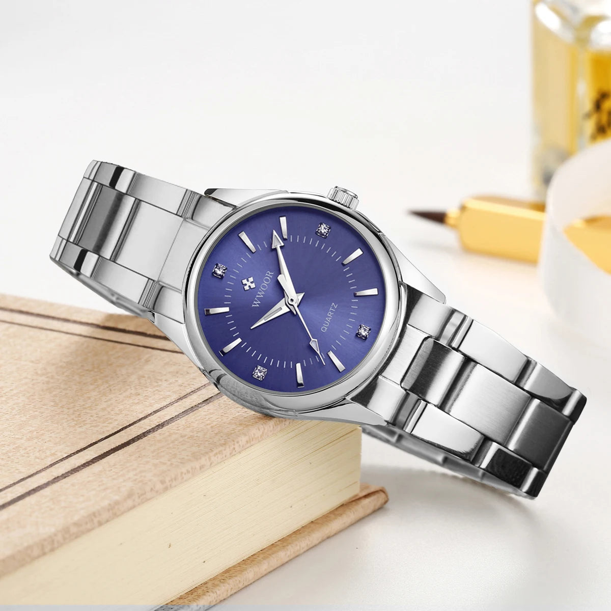 Relógio Feminino WWOOR 8852-b - Aço inoxidável - A prova d'água