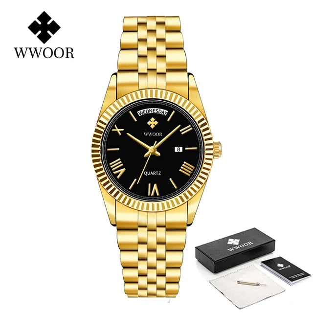 Relógio Masculino WWOOR 8886 G - A prova d'água - Frete grátis
