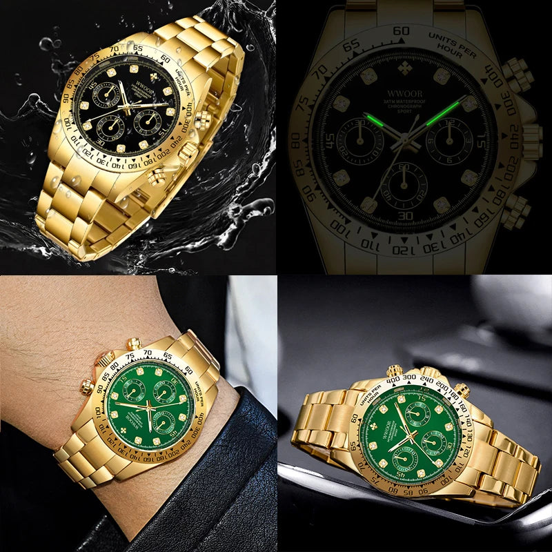 Relógio Militar e Esportivo de Luxo WWOOR 8849-b - Aço inoxidável - A prova d'água
