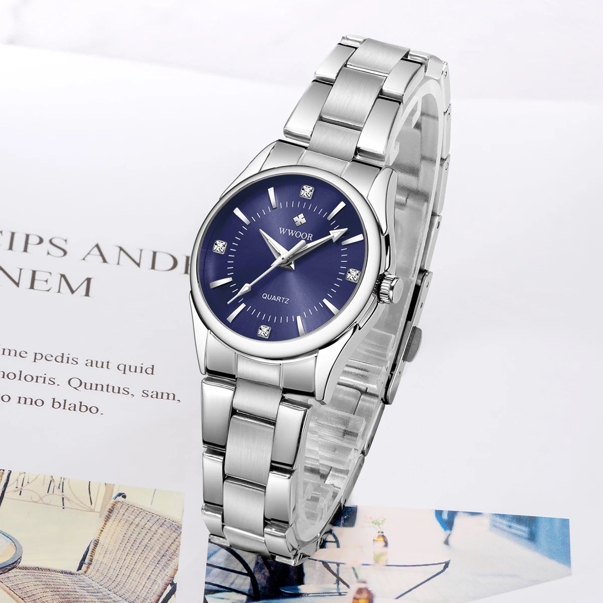 Relógio Feminino WWOOR 8852-b - Aço inoxidável - A prova d'água