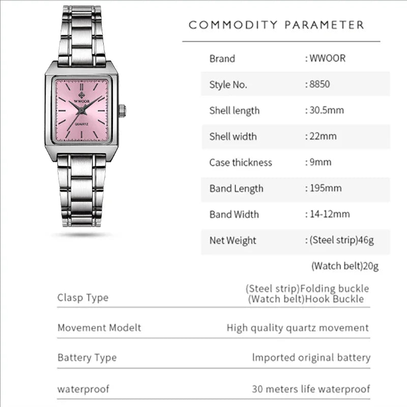 Relógio Feminino Elegante WWOOR 8850 FAKOSS - A prova d'água