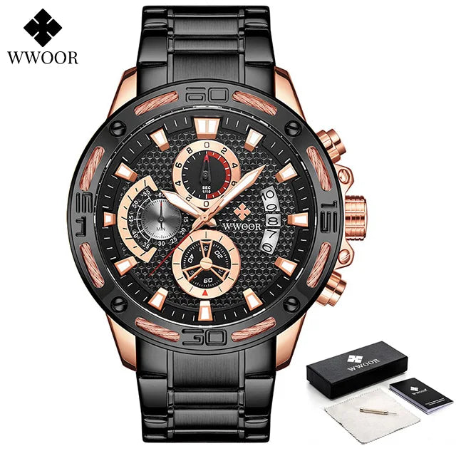 "Oferta do Dia" - WWOOR ZENITH - Aço inoxidável - A prova d'água - Ponteiros Funcionais