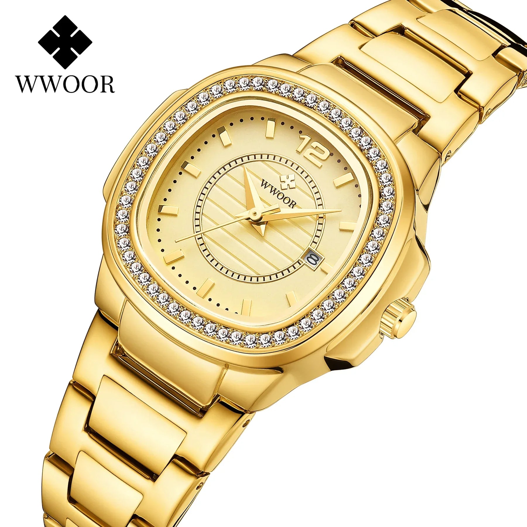Relógio Feminino Cravejado com Pedras WWOOR 8874 - A Prova d'água