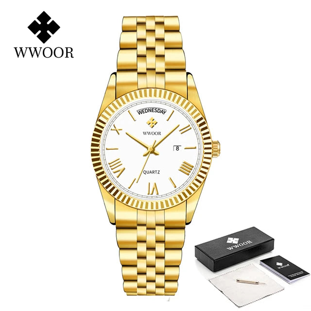 Relógio Masculino WWOOR 8886 G - A prova d'água - Frete grátis