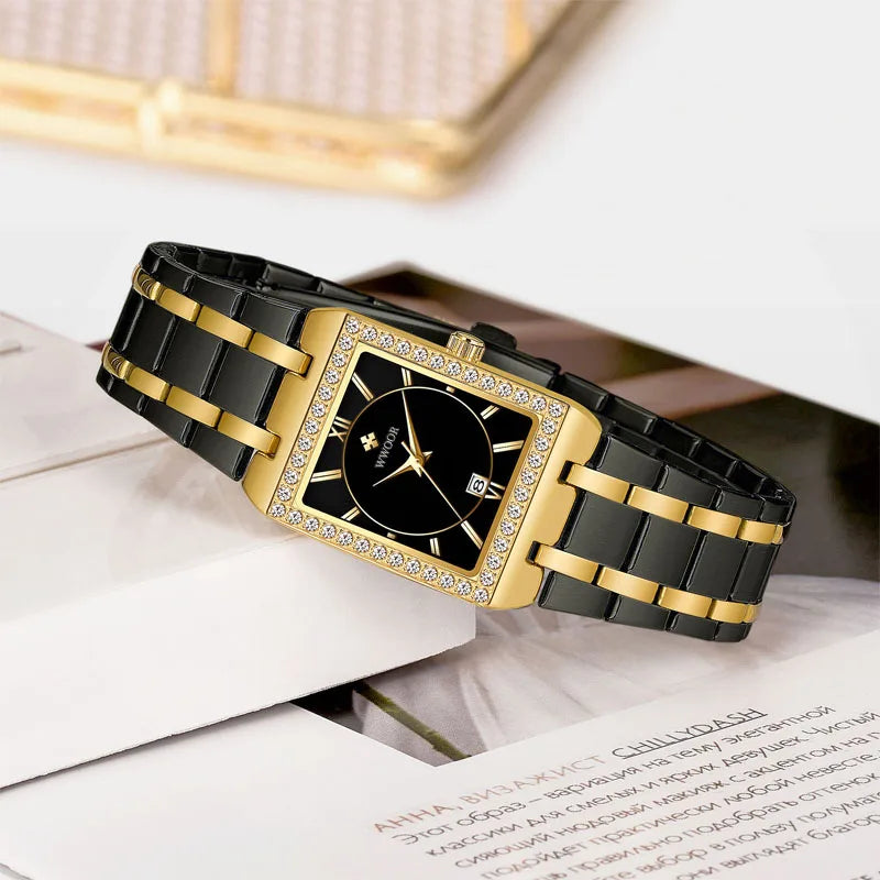 Relógio Feminino Cravejado WWOOR 8858L - A prova d'água