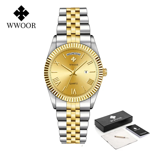 Relógio Masculino WWOOR 8886 G - A prova d'água - Frete grátis