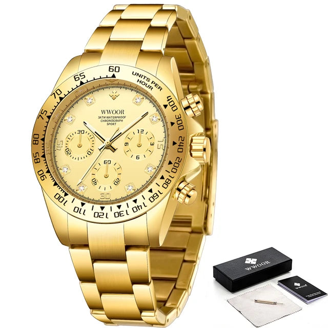 Relógio Militar e Esportivo de Luxo WWOOR 8849-b - Aço inoxidável - A prova d'água